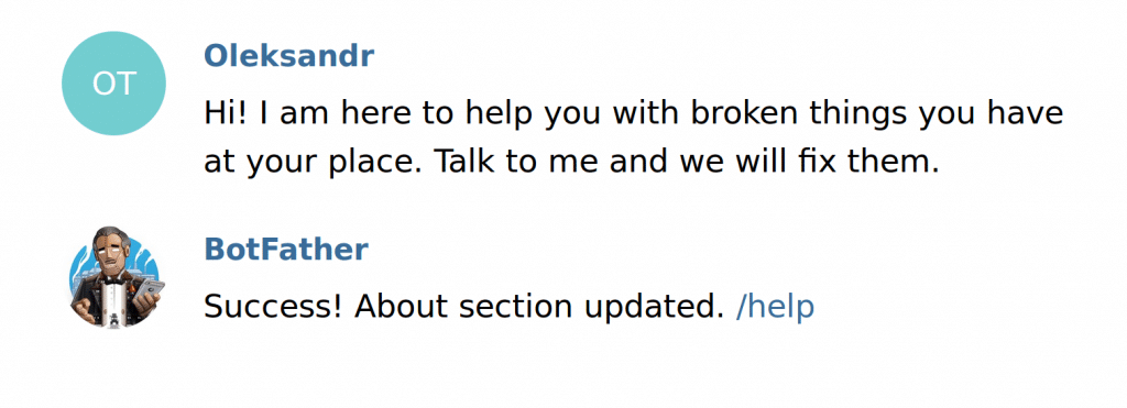 telegram chatbot set about