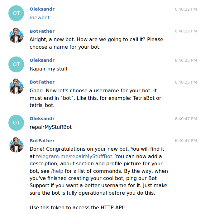 create telegram bot