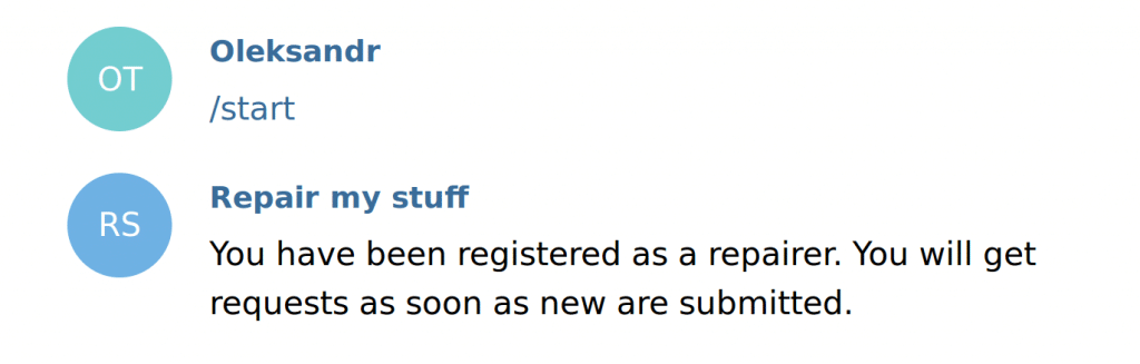 telegram bot user registration (authentication)