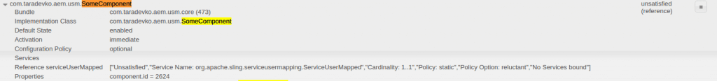 Example of sling serviceusermapped referenced in component.